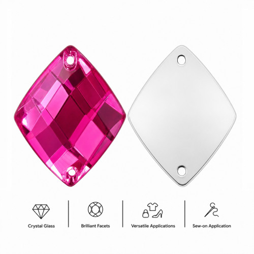 Rhombus Faceted Acrylic Sew-On Rhinestones Two-Hole