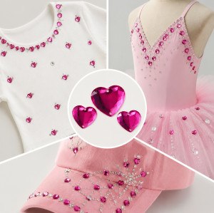 Flat Heart Chamfered Acrylic Sew-On Rhinestones Two-Hole