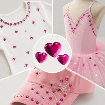 Flat Heart Chamfered Acrylic Sew-On Rhinestones Two-Hole