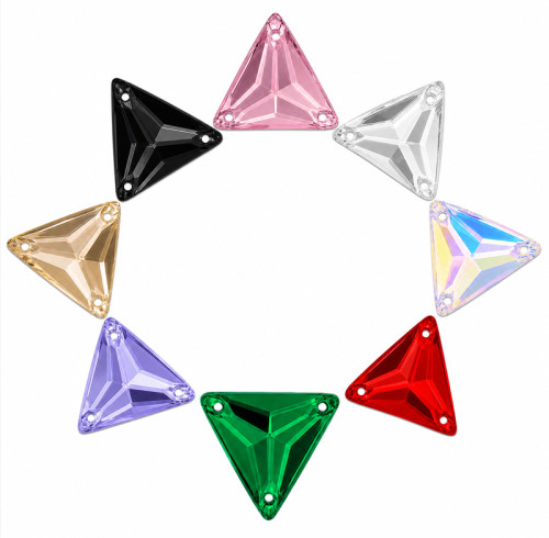Triangle Faceted Acrylic Rhinestones Three-Hole
