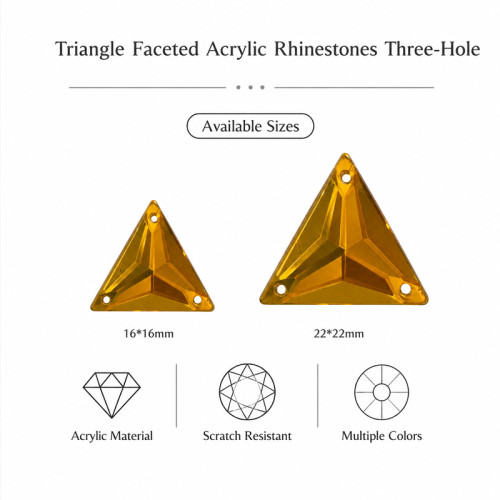 Triangle Faceted Acrylic Rhinestones Three-Hole