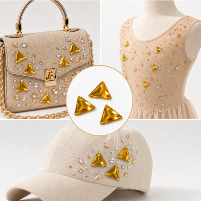 Triangle Faceted Acrylic Rhinestones Three-Hole