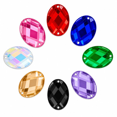 Oval Cabochon Acrylic Sew-On Rhinestones Two-Hole