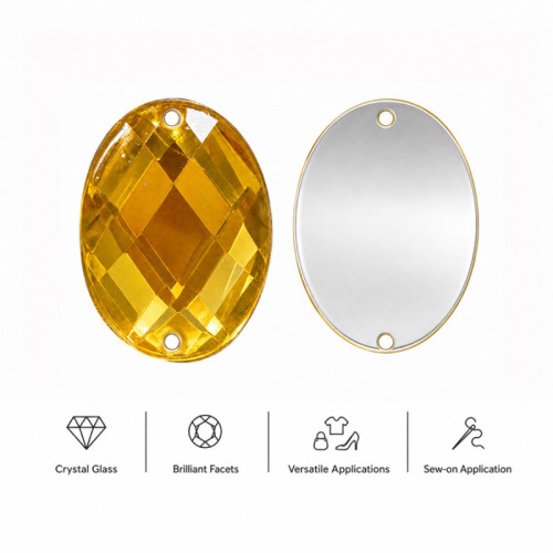 Oval Cabochon Acrylic Sew-On Rhinestones Two-Hole
