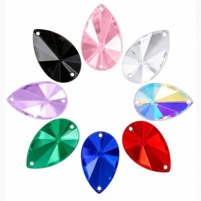 Teardrop Satellite Faceted Acrylic Sew-On Rhinestones Two-Hole