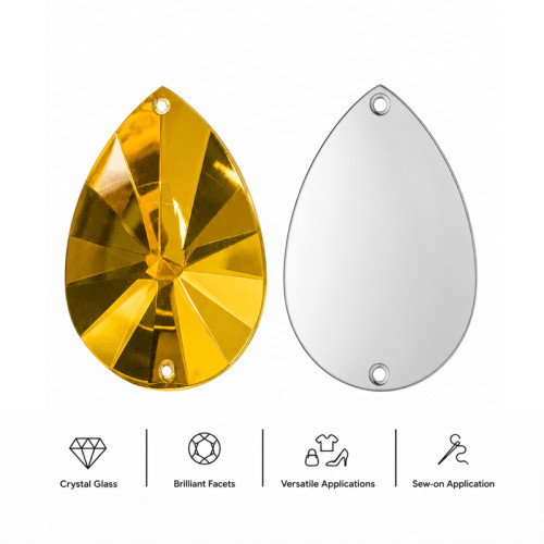 Teardrop Satellite Faceted Acrylic Sew-On Rhinestones Two-Hole