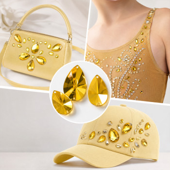 Teardrop Satellite Faceted Acrylic Sew-On Rhinestones Two-Hole