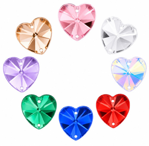 Heart Satellite Faceted Acrylic Sew-On Rhinestones Two-Hole