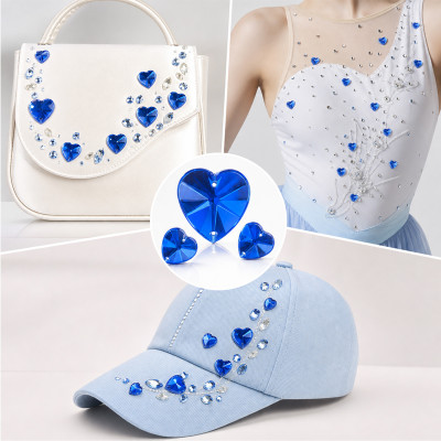 Heart Satellite Faceted Acrylic Sew-On Rhinestones Two-Hole