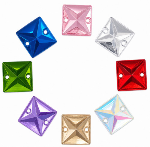 Square Resin Rhinestones | Two-Hole Sew-On | Apparel & Bridalwear |