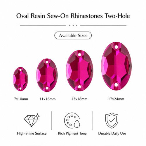 Oval Resin Rhinestones | Two-Hole Sew-On | Apparel & Bridalwear |