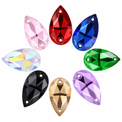 Tear Drop Resin Rhinestones | Two-Hole Sew-On | Apparel & Bridalwear |