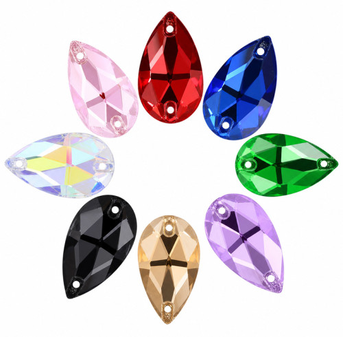 Tear Drop Resin Rhinestones | Two-Hole Sew-On | Apparel & Bridalwear |