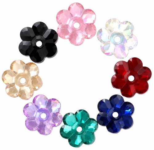 Flower Shape Resin Rhinestones | Two-Hole Sew-On | Apparel & Bridalwear |