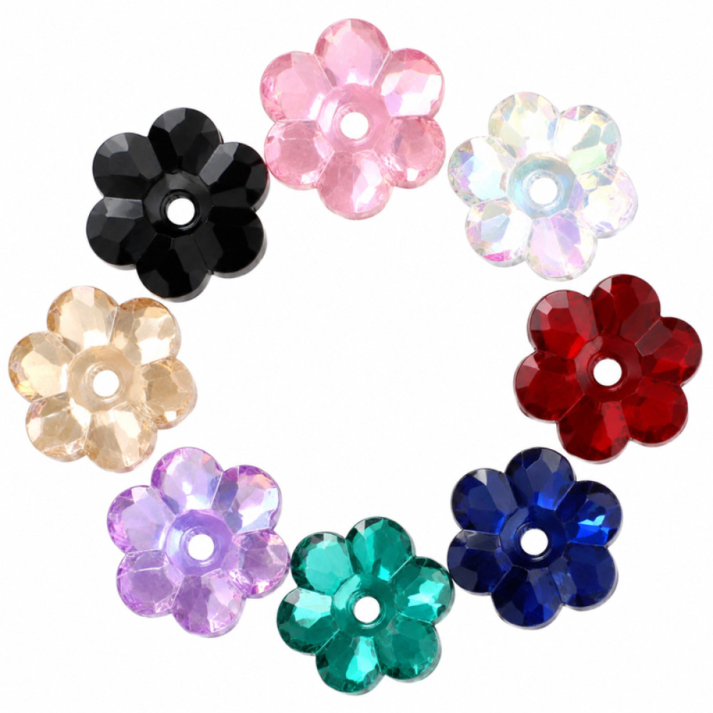 Flower Shape Resin Rhinestones | Two-Hole Sew-On | Apparel & Bridalwear |