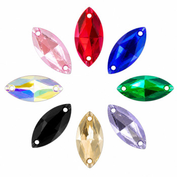 Navette Resin Rhinestones | Two-Hole Sew-On | Apparel & Bridalwear |
