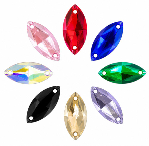 Navette Resin Rhinestones | Two-Hole Sew-On | Apparel & Bridalwear |