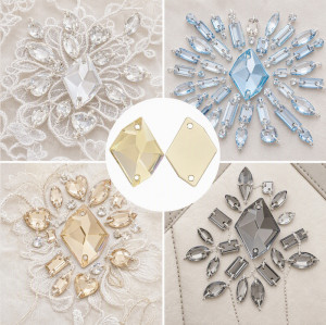 Ice Shape Resin Rhinestones | Two-Hole Sew-On | Apparel & Bridalwear |