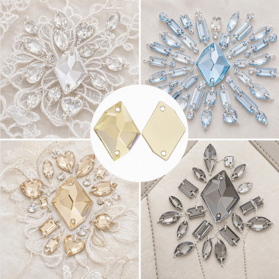 Ice Shape Resin Rhinestones | Two-Hole Sew-On | Apparel & Bridalwear |