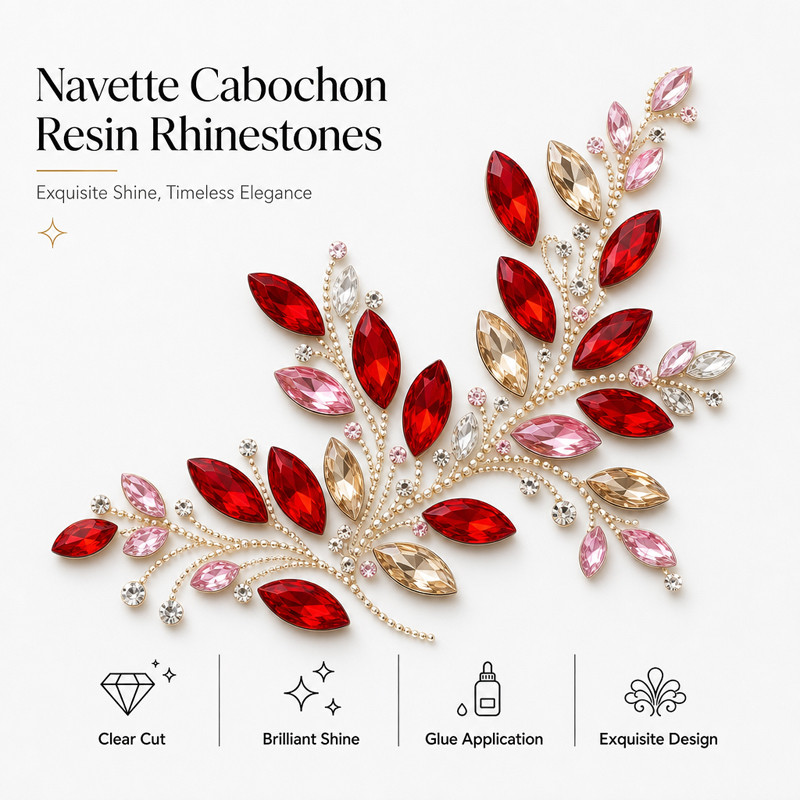 Wholesale Navette Resin Cabochon Flatback Rhinestones Tortoise Shell Texture