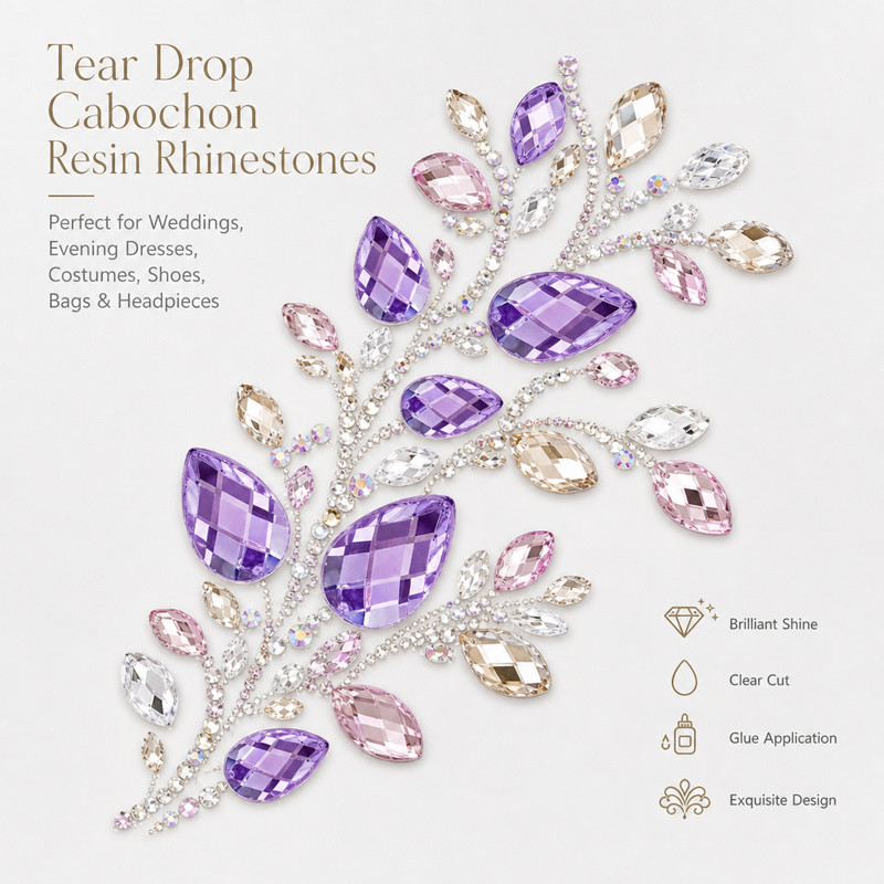 Wholesale Tear Drop Resin Cabochon Flatback Rhinestones Tortoise Shell Texture