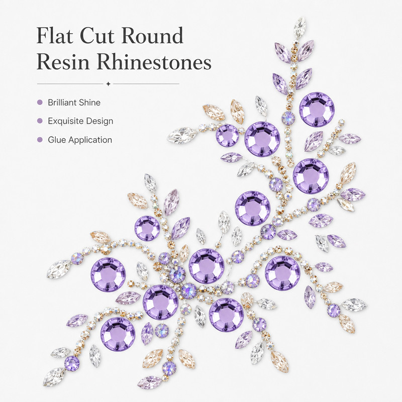Wholesale Flat Cut Round Resin Flatback Rhinestones for Apparel and Accessories