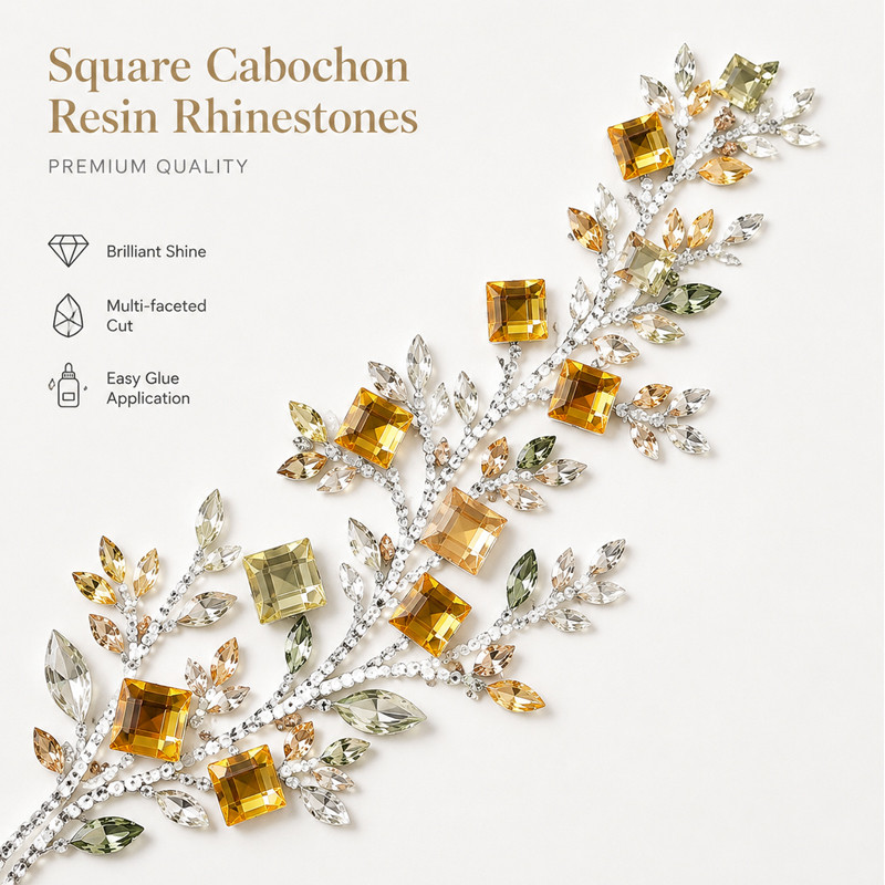 Wholesale Square Resin Cabochon Flatback Rhinestones Tortoise Shell Texture