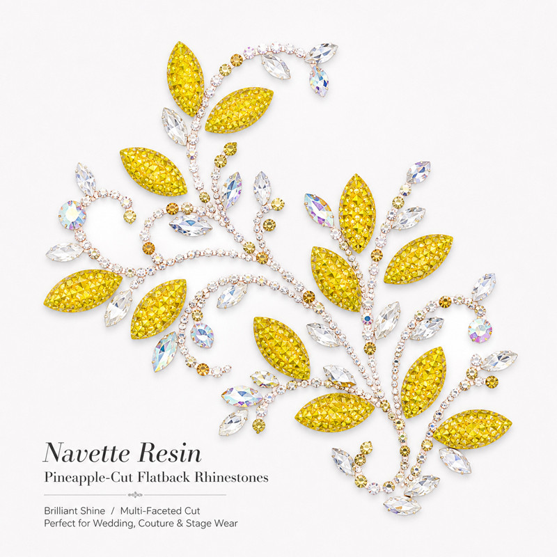 Navette resin sew-on rhinestones two-hole for dancewear, fashion garments and hats