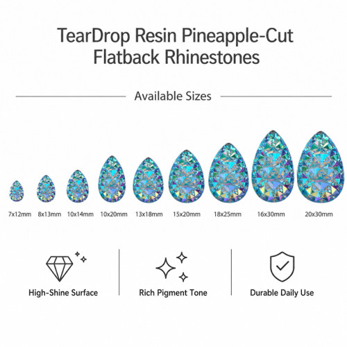 Wholesale Tear Drop Pineapple Resin Rhinestones | Flatback | Apparel & Accessories