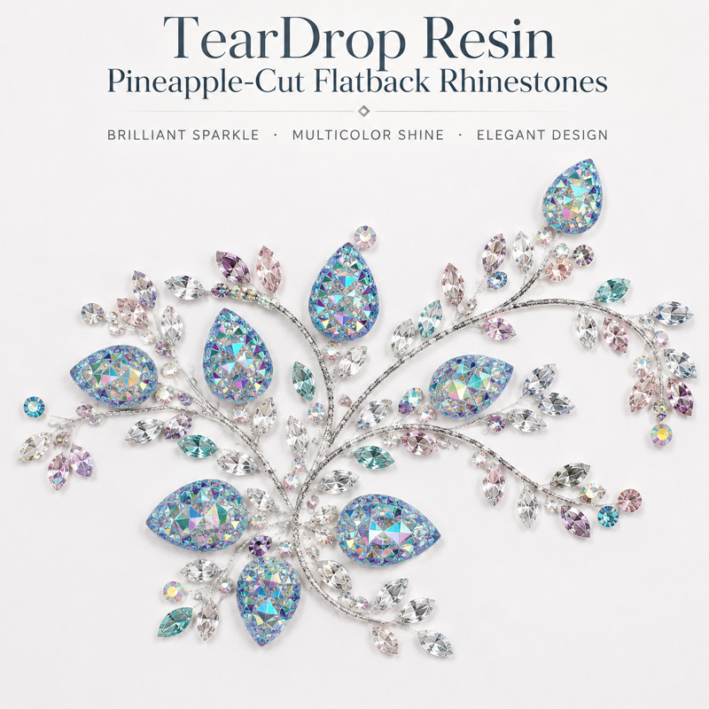 Tear Drop resin sew-on rhinestones two-hole for dancewear, fashion garments and hats