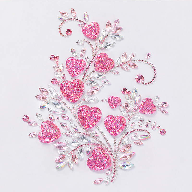 Heart resin sew-on rhinestones two-hole for dancewear, fashion garments and hats