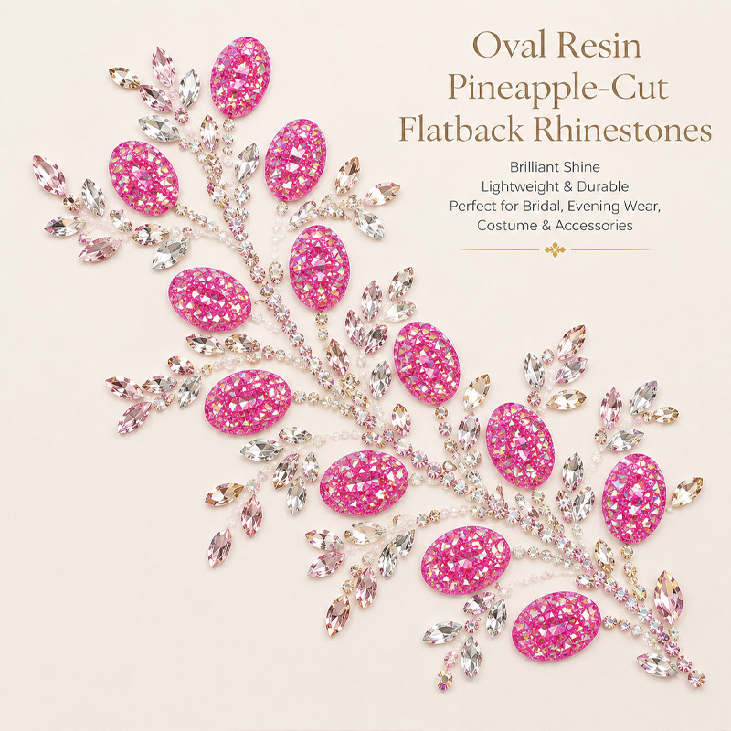 Oval resin sew-on rhinestones two-hole for dancewear, fashion garments and hats