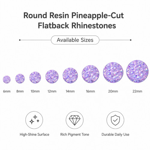 Wholesale Round Pineapple Resin Rhinestones | Flatback | Apparel & Accessories