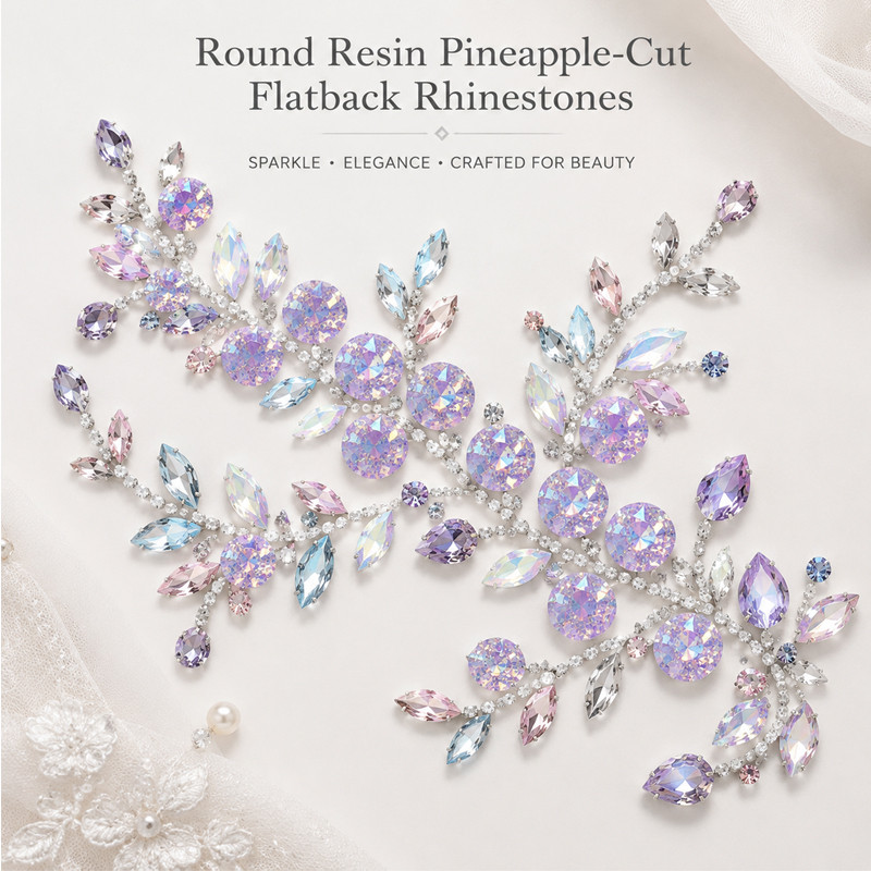Round resin sew-on rhinestones two-hole for dancewear, fashion garments and hats