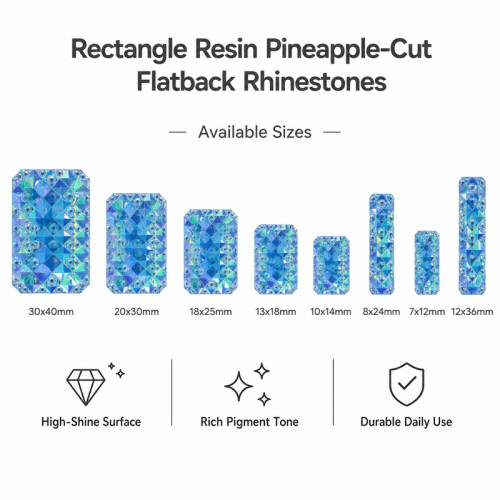 Wholesale Rectangle Pineapple Resin Rhinestones | Flatback | Apparel & Accessories