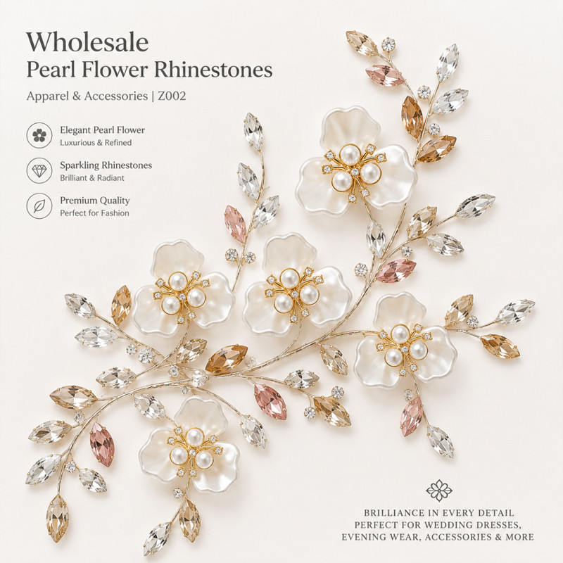 three-petal pearl flower rhinestones