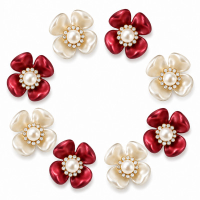 Wholesale Four-Petal Flower Rhinestones with Single Pearl Center | Apparel & Accessories | Z003