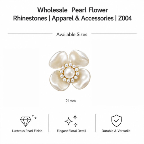 Wholesale Four-Petal Flower Rhinestones with Single Pearl Center | Apparel & Accessories | Z003