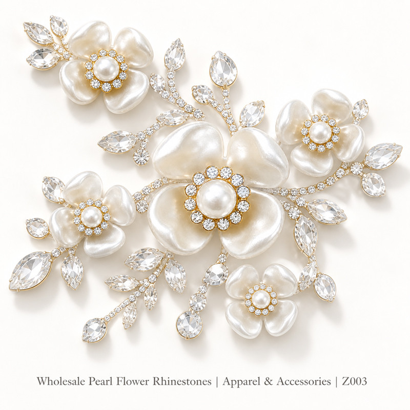 four-petal pearl flower rhinestones