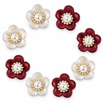 Wholesale Five-Petal Flower Flatback Rhinestones with Pearl and Rhinestone Center | Apparel & Accessories | Z008