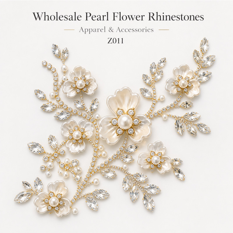 three-petal pearl flower rhinestones
