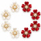 Wholesale Heart-Petal Flower Flatback Rhinestones with Pearl and Crystal Center | Apparel & Accessories |Z014