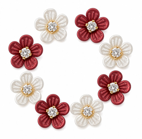 Wholesale Plum Blossom Pearl Flower Flatback Rhinestones with Crystal Center | Apparel & Accessories | Z015