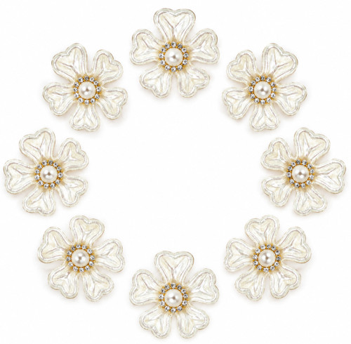 Wholesale Five-Petal Blossom Flatback Rhinestones with Pearl Center and Crystal Halo | Apparel & Accessories |Z026