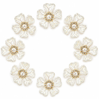 Wholesale Five-Petal Blossom Flatback Rhinestones with Pearl Center and Crystal Halo | Apparel & Accessories |Z026