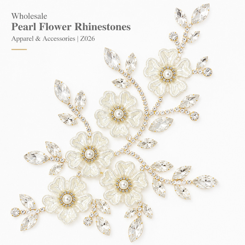five-petal pearl flower rhinestones