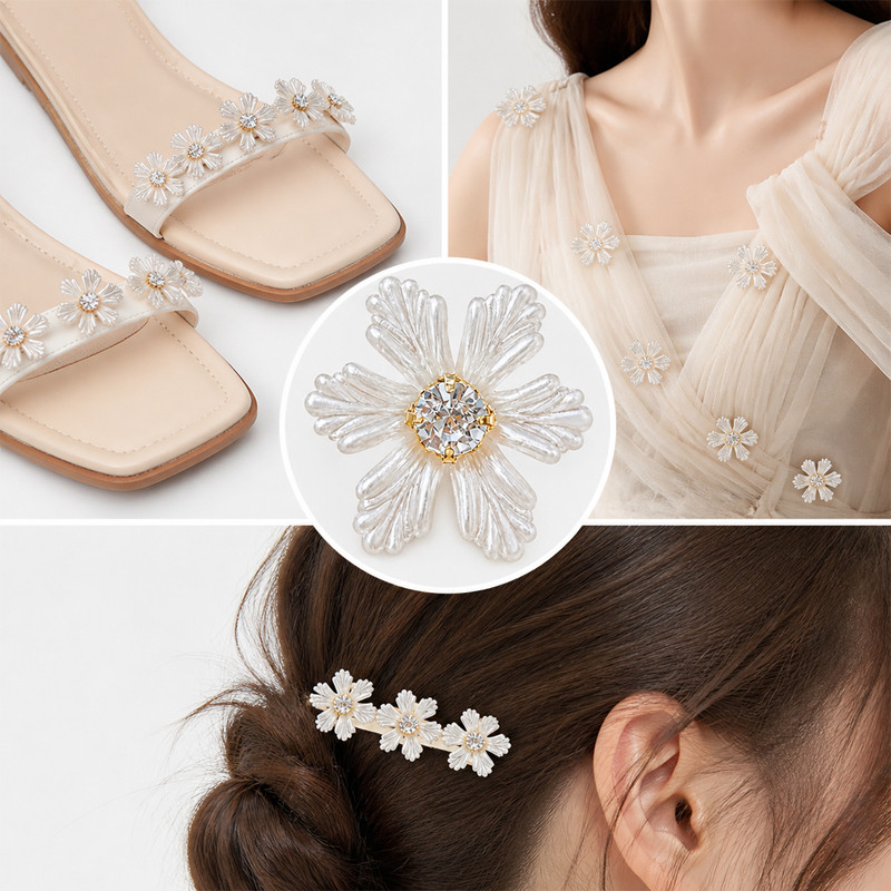 five-petal pearl flower rhinestones