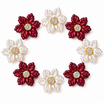 Wholesale Snowflake-Inspired Pearl Rhinestone Appliques with Crystal Center | Christmas & Holiday Decorations |Z033