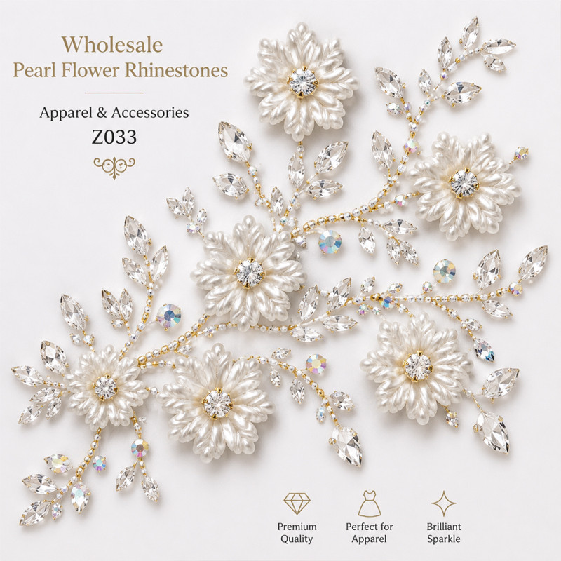 five-petal pearl flower rhinestones