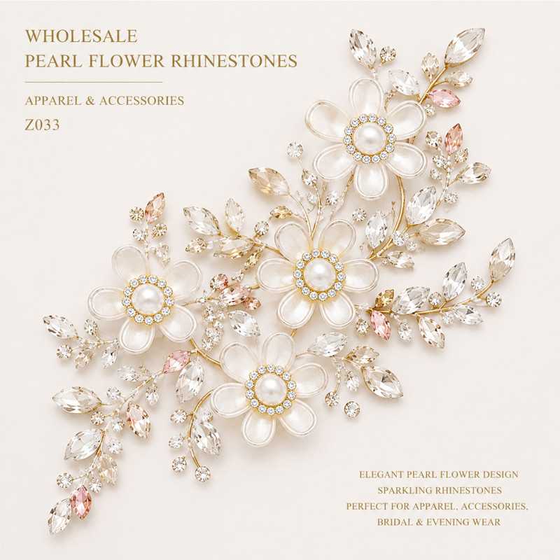 five-petal pearl flower rhinestones